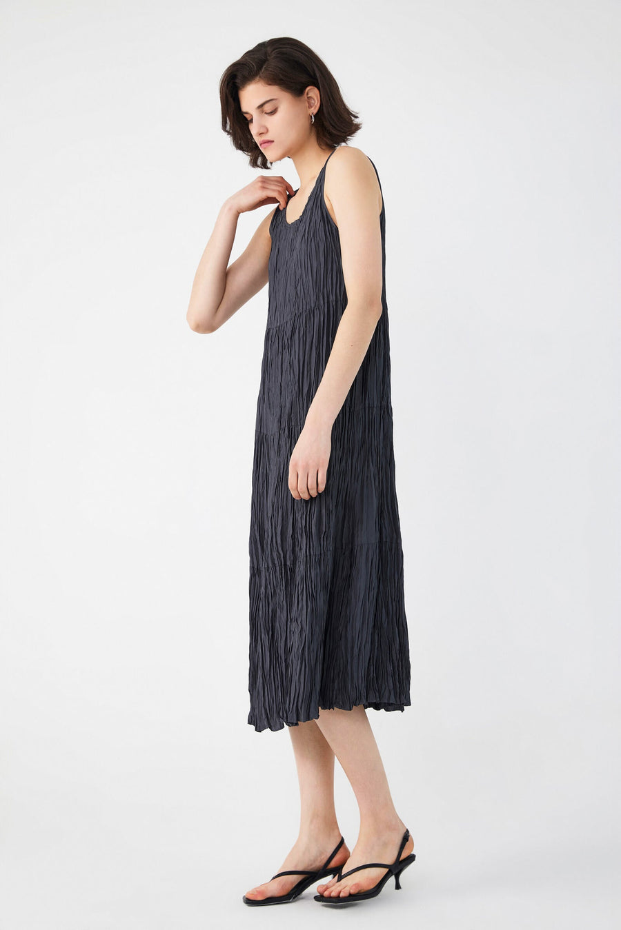 Jaimie Crinkled Habutai-Silk Dress